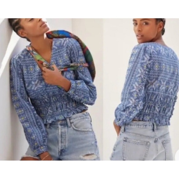 Anthropologie Forever That Girl Embroidered Smocked Blouse NWT Size XL - Picture 5 of 15